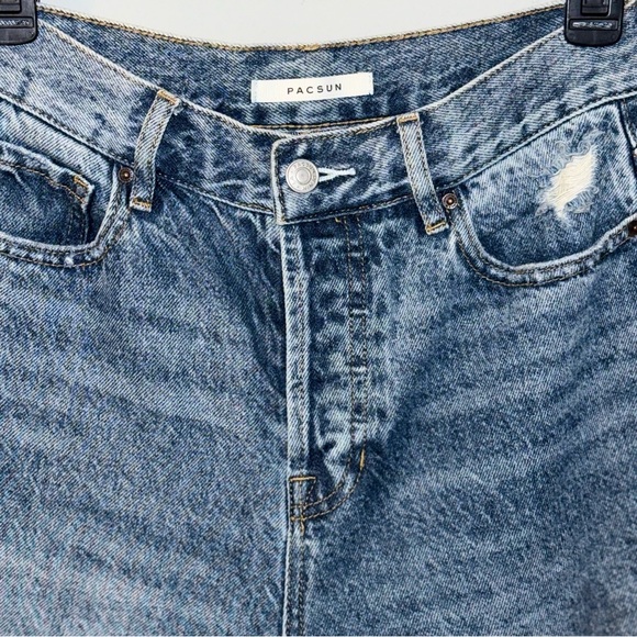 PacSun Blue Distressed High Rise Cropped Jeans - Picture 3 of 5